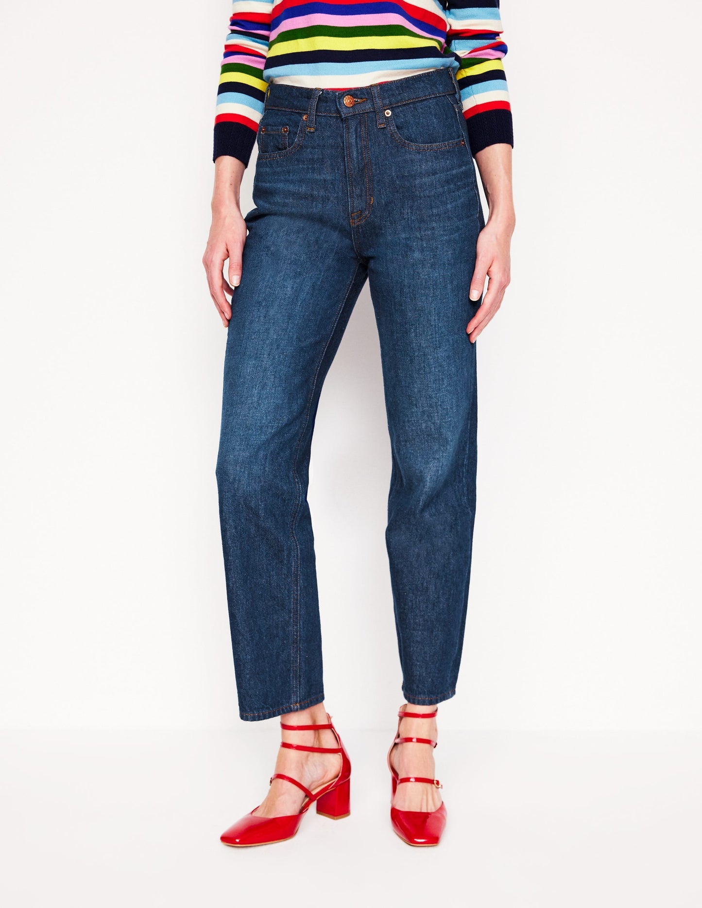 Boden High Rise Rigid Straight Jeans - Indigo Rinse