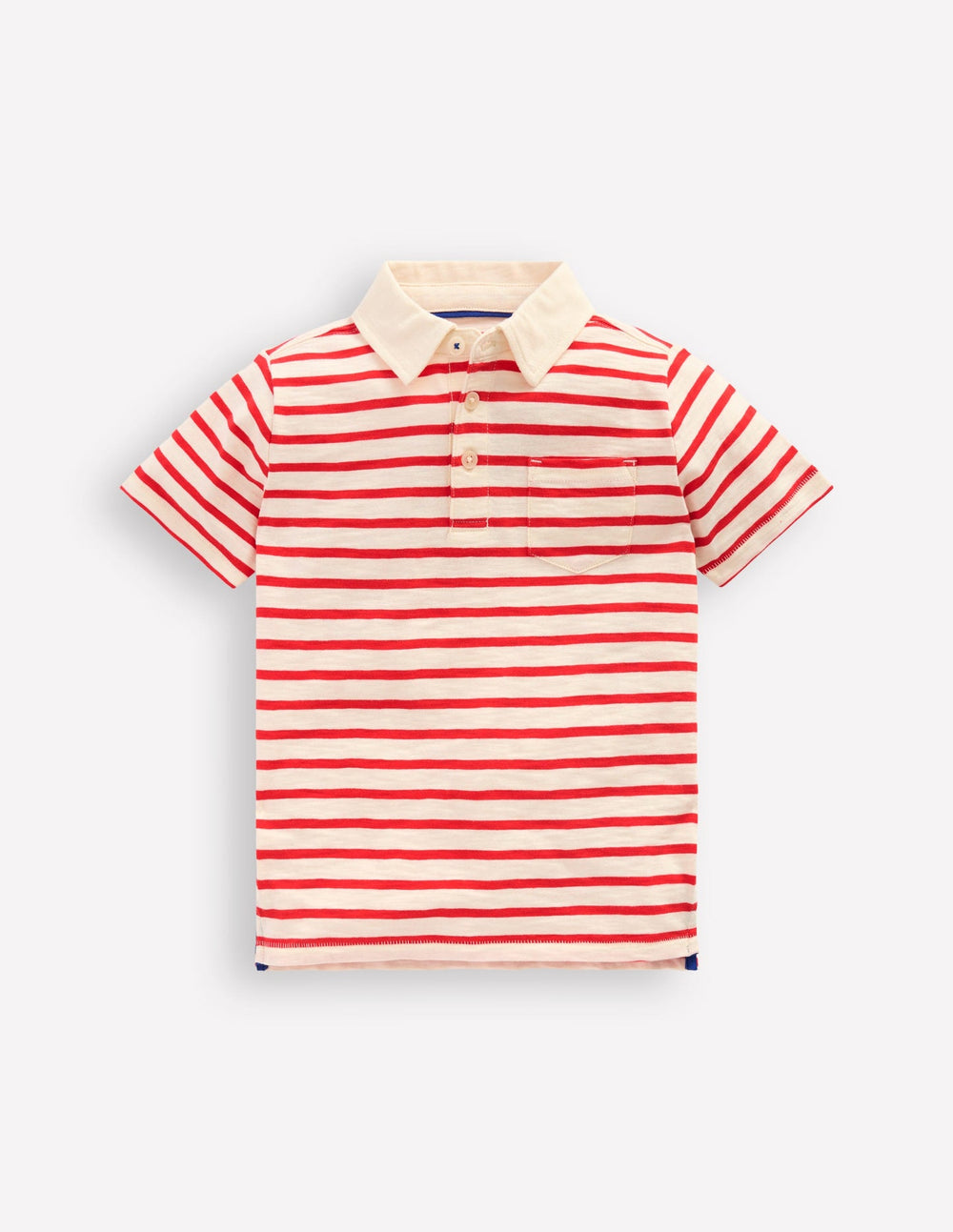 Boden Slub Polo Shirt - Poppy Red/ Ivory