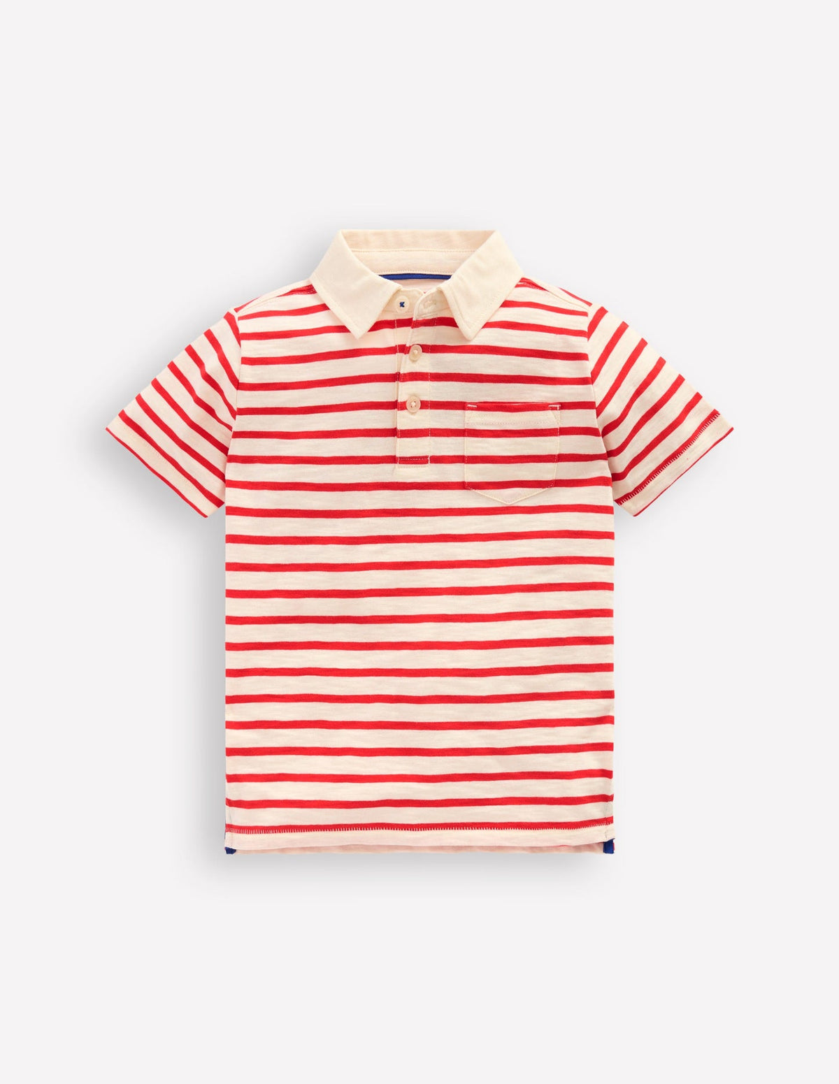 Boden Slub Polo Shirt - Poppy Red/ Ivory