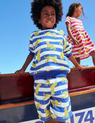 Boden Printed Shorts - Bright Blue Leopard Stripe