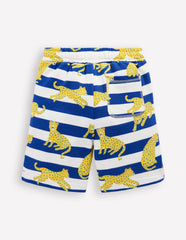 Boden Printed Shorts - Bright Blue Leopard Stripe