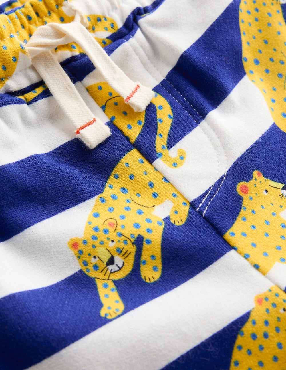 Boden Printed Shorts - Bright Blue Leopard Stripe