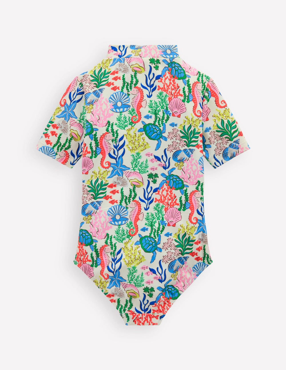 Boden Short - sleeved Swimsuit - Multi Coral Cove