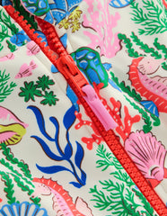Boden Short - sleeved Swimsuit - Multi Coral Cove