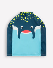 Boden Logo Rash Vest - Caribbean Blue Stingray