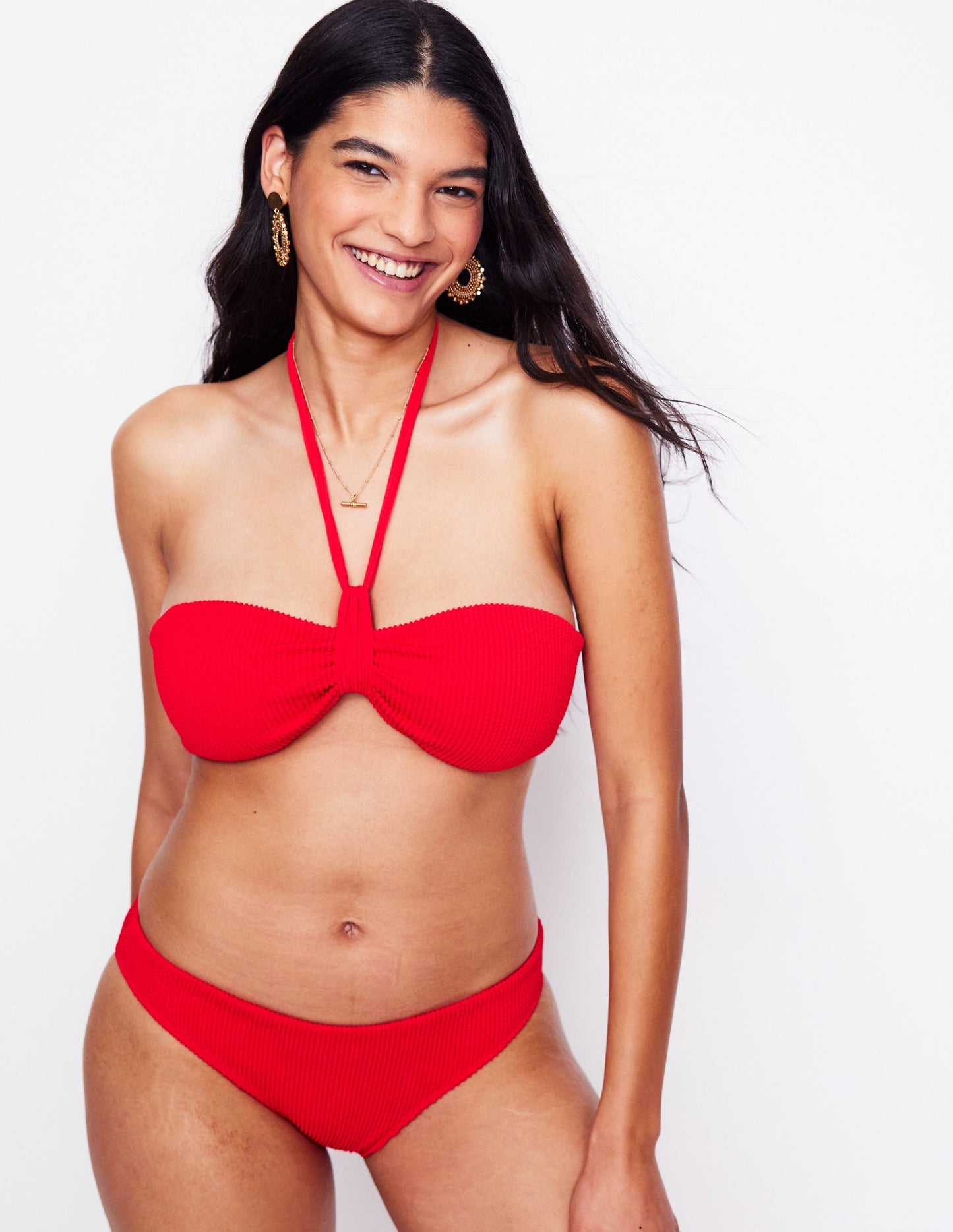 Boden Crinkle Texture Bikini Top - Tulip Red