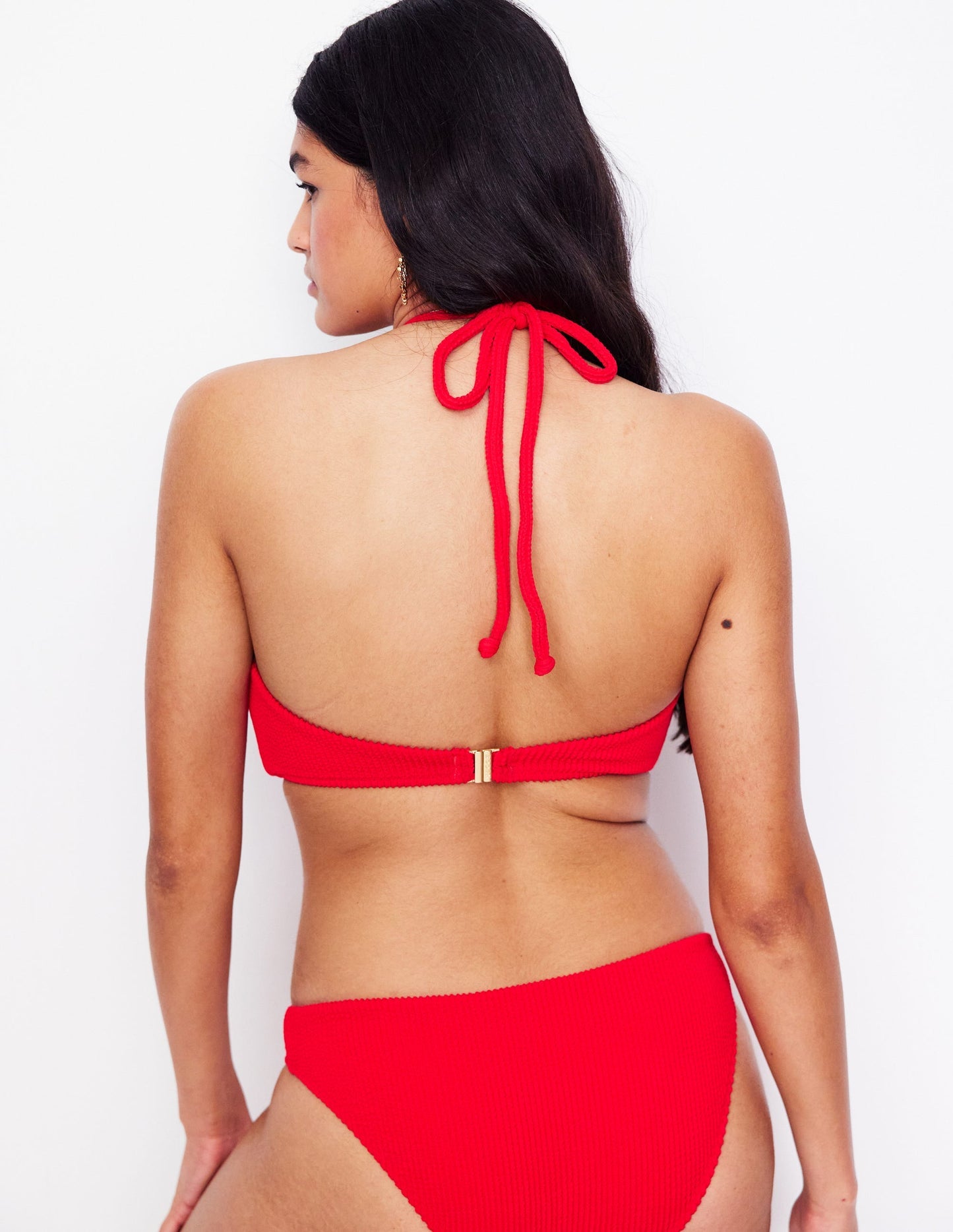 Boden Crinkle Texture Bikini Top - Tulip Red