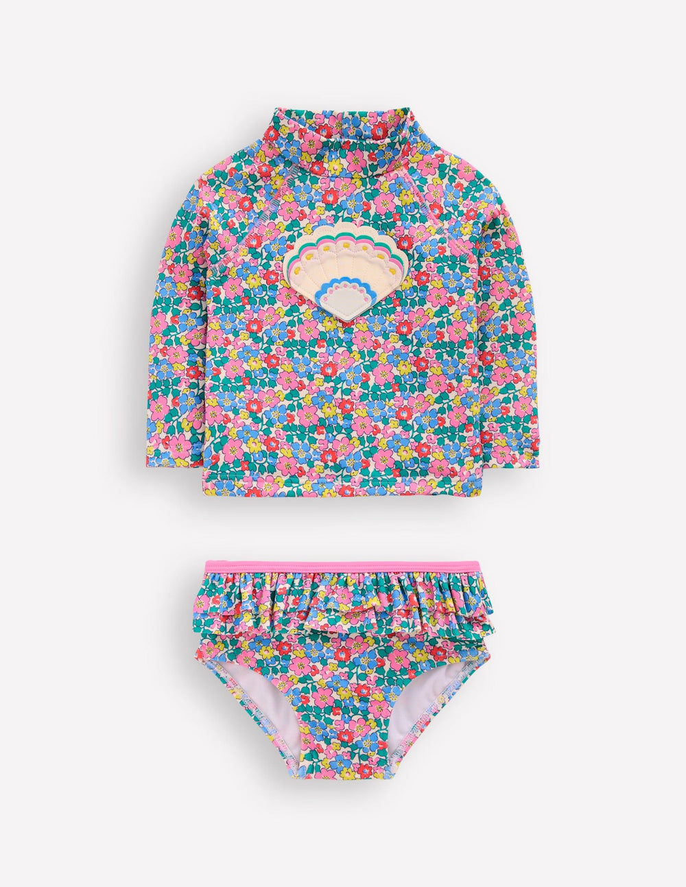 Boden Frilly Rash Vest Set - Multi Flowerbed Shell