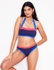 Boden Santorini Bikini Bottoms - Navy/ Coral Punch Pink/ Blue