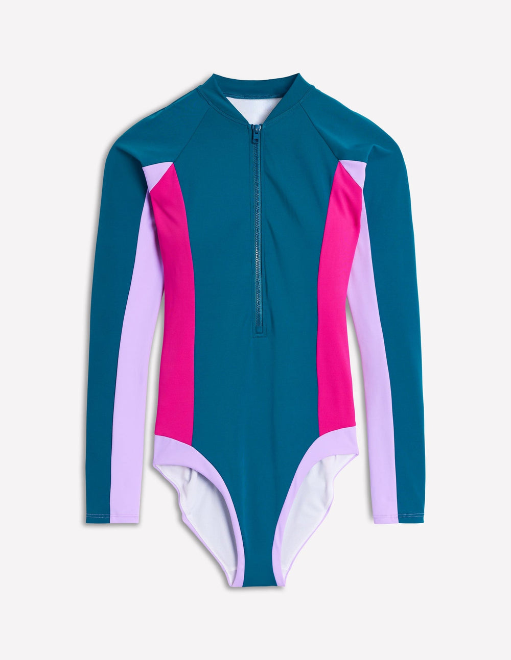 Boden Sporty Raglan Sleeve Swimsuit - Oceanside Blue