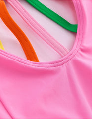 Boden Selena Rainbow Strap Swimsuit - Strawberry Milkshake
