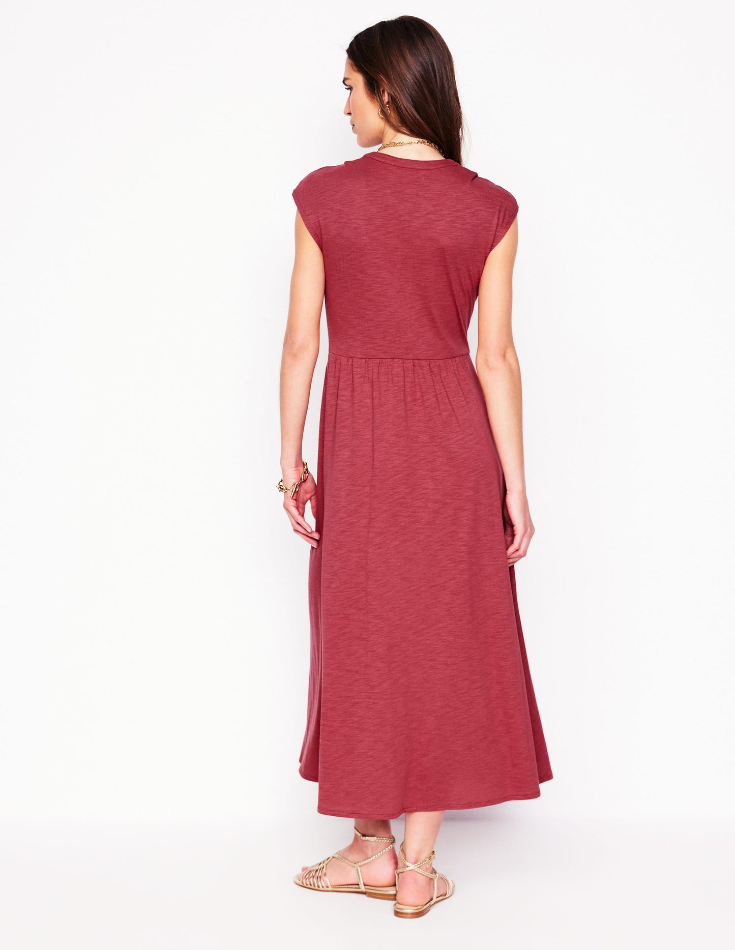 Boden Chloe Jersey Midi Dress - Terracotta Red