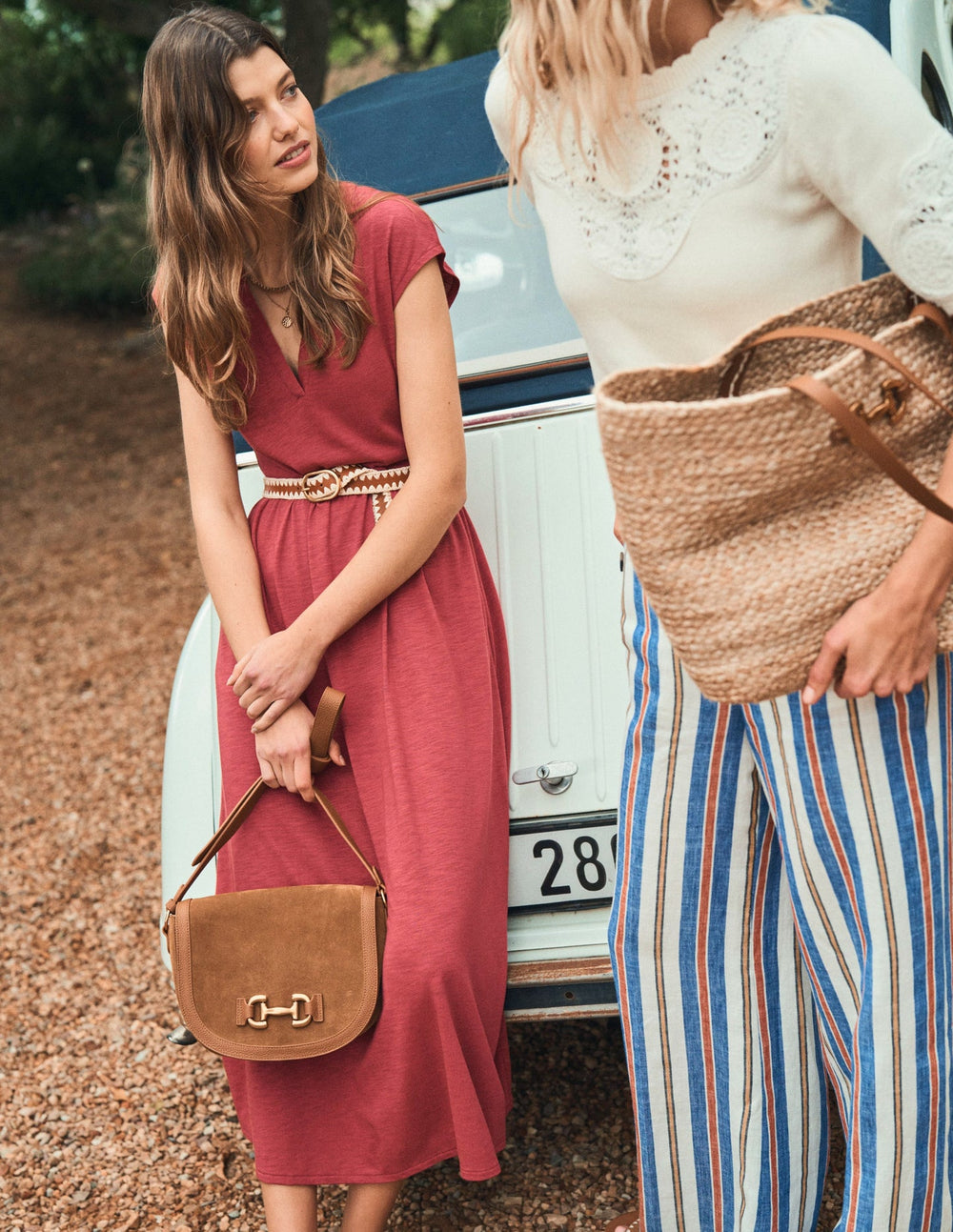 Boden Chloe Jersey Midi Dress - Terracotta Red