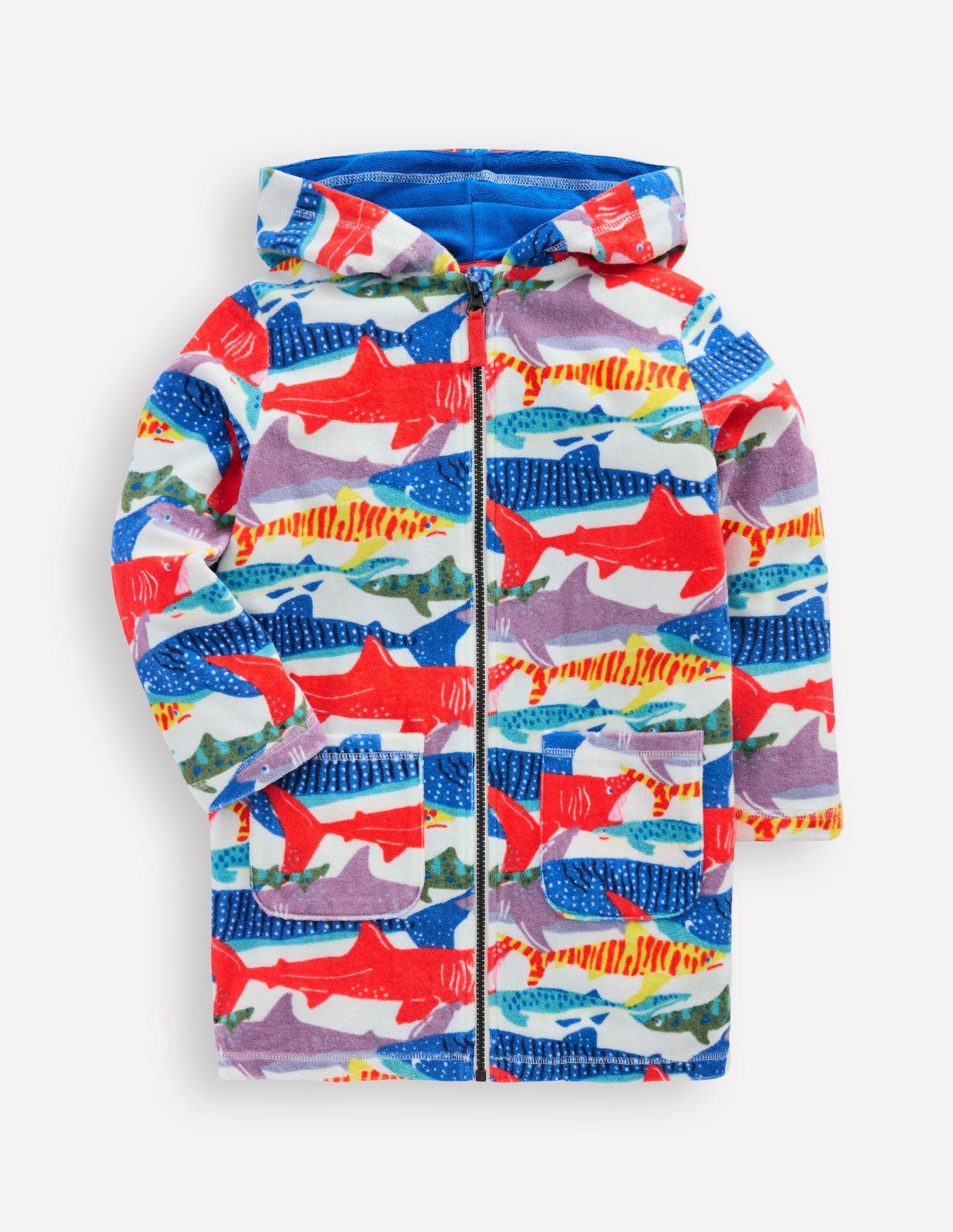 Boden Towelling Zip - Up Throw - On - Ivory Riso Shark