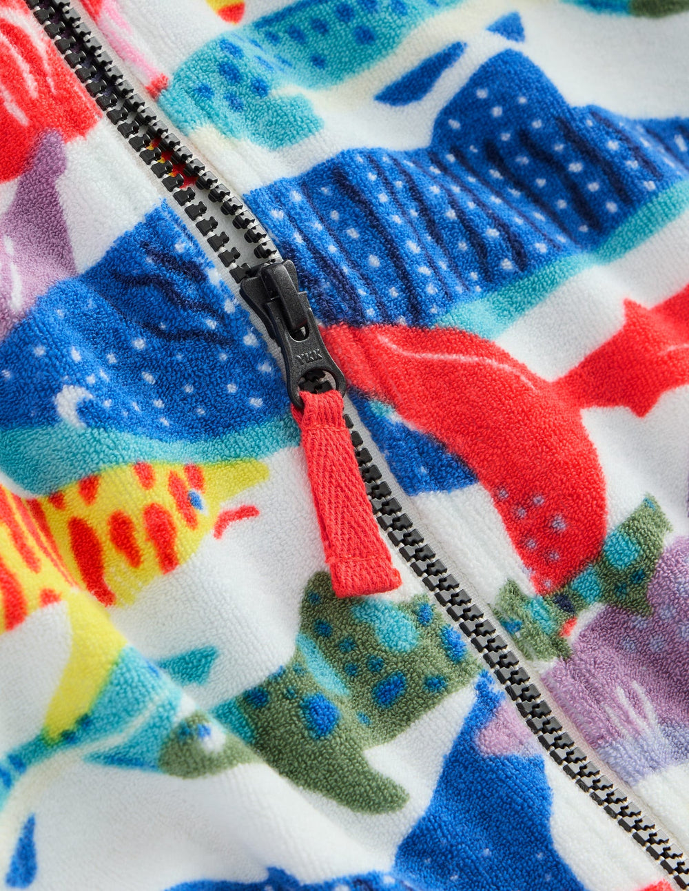 Boden Towelling Zip - Up Throw - On - Ivory Riso Shark