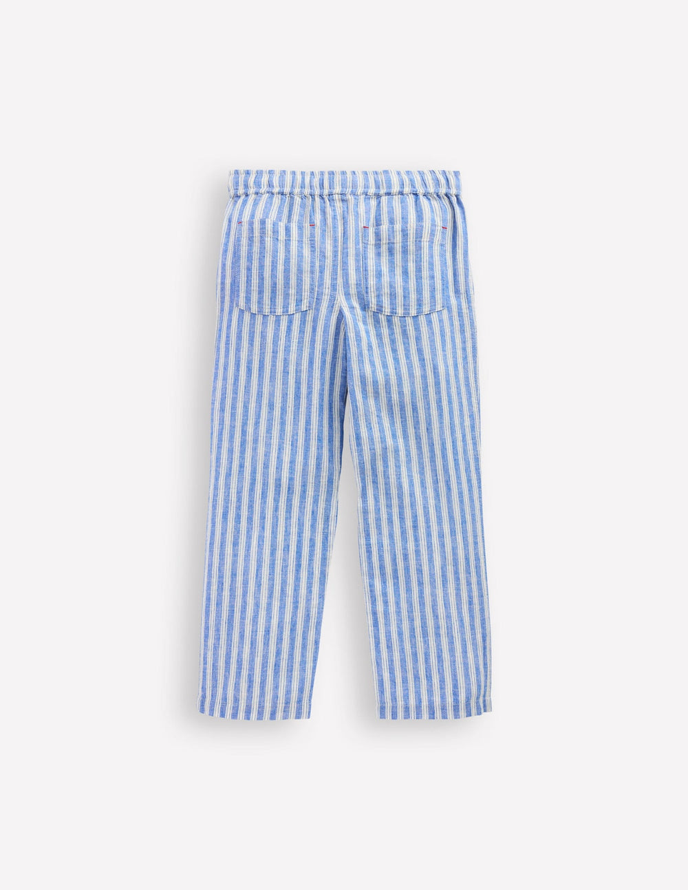 Boden Cotton Linen Pull - On Pants - Blue Ticking