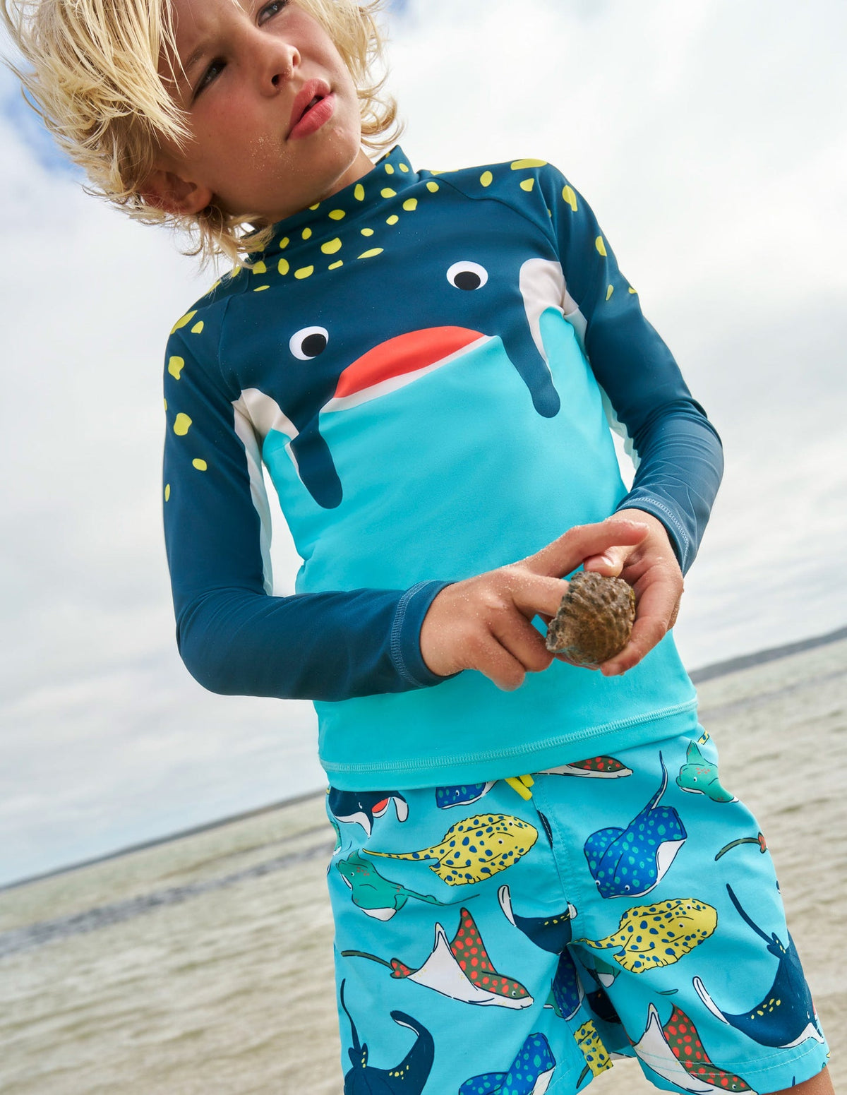 Boden Swim Shorts - Caribbean Blue Rays