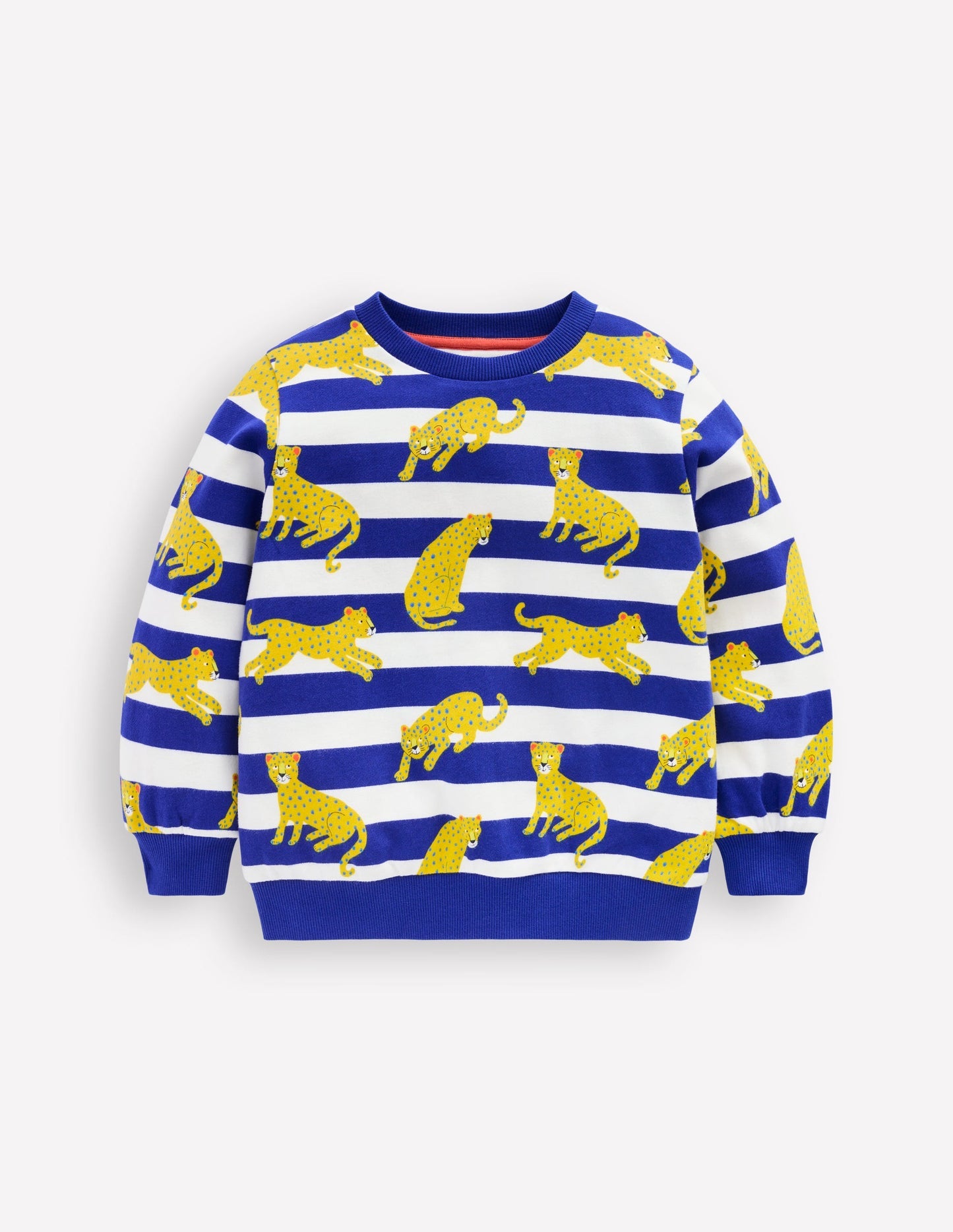 Boden Printed Sweatshirt - Bright Blue Leopard Stripe