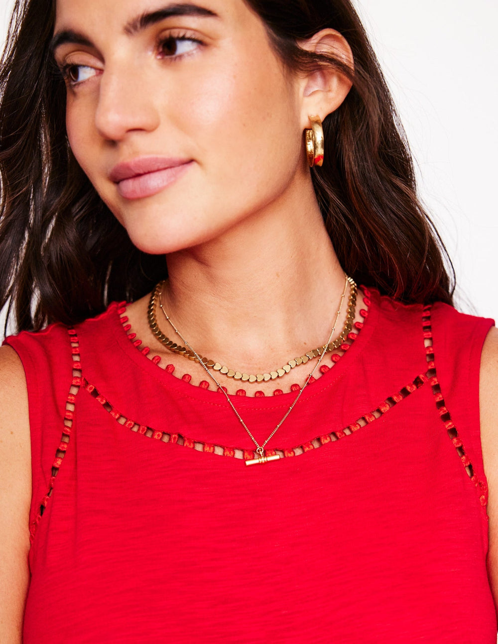 Boden Mila Trim Tiered Jersey Dress - Poppy Red