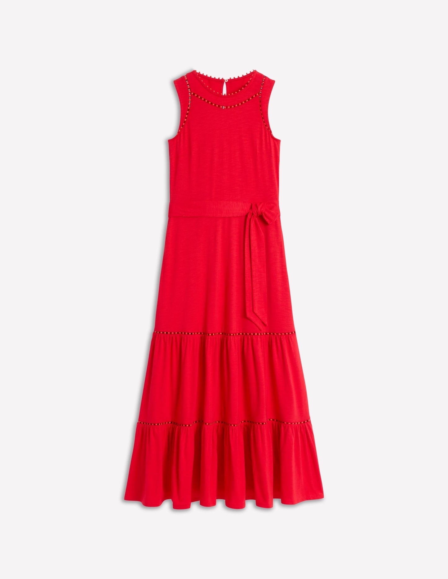 Boden Mila Trim Tiered Jersey Dress - Poppy Red