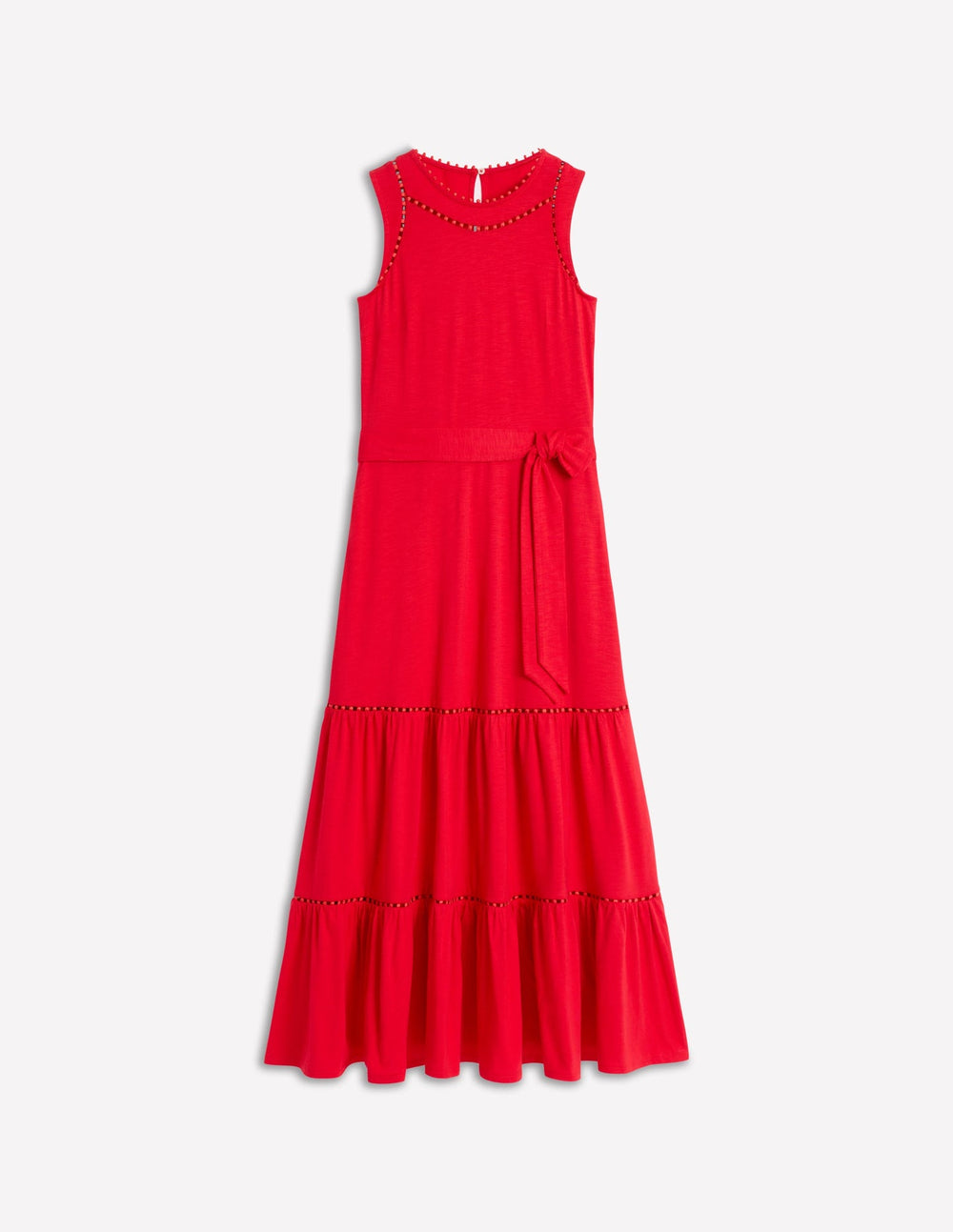 Boden Mila Trim Tiered Jersey Dress - Poppy Red