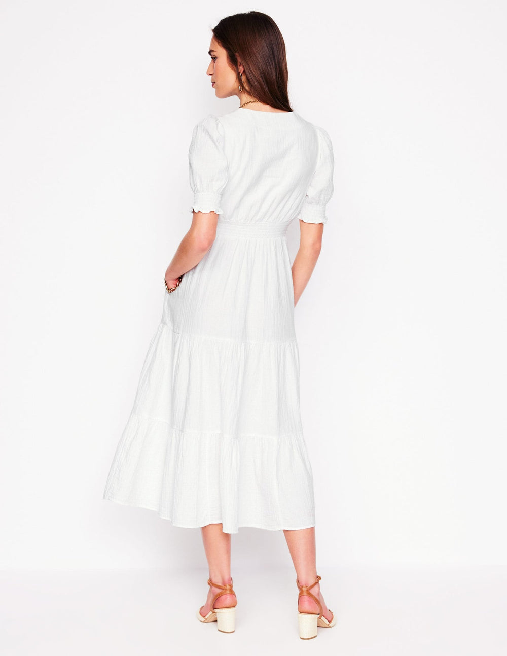 Boden Anna Double Cloth Midi Dress - White