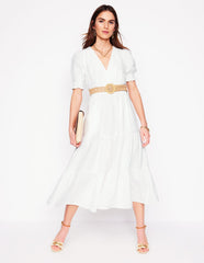 Boden Anna Double Cloth Midi Dress - White