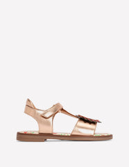 Boden Fun Leather Sandals - Gold Metallic Flower
