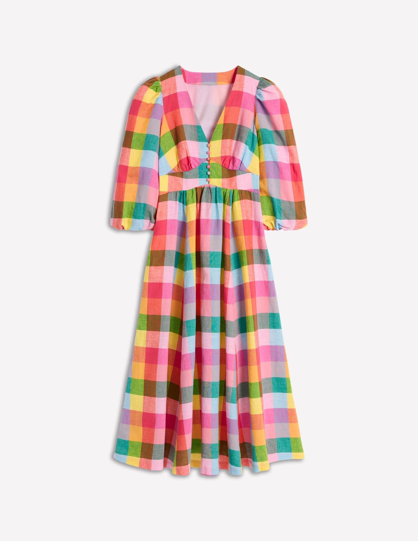 Boden Lola Blouson Maxi Dress - Rainbow Multigingham