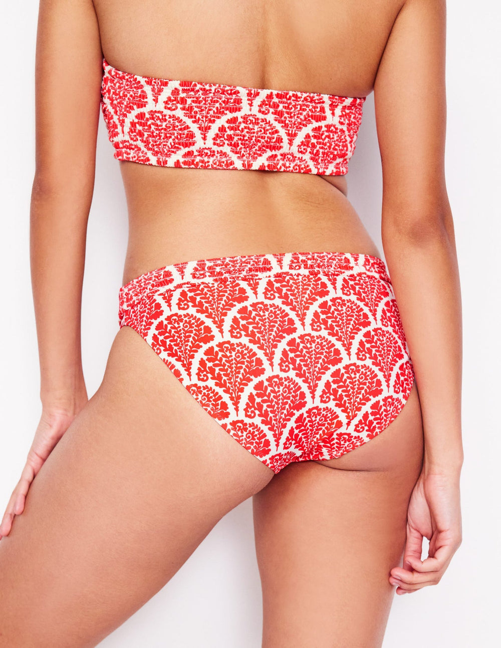 Boden Milos Smocked Bikini Bottoms - Jam Red, Blossomy