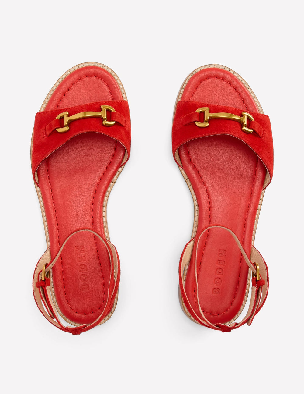 Boden Iris Snaffle Flat Sandals - Post Box Red