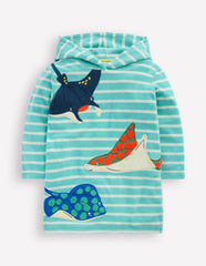 Boden Appliqué Towelling Throw - on - Caribbean Blue Stingray