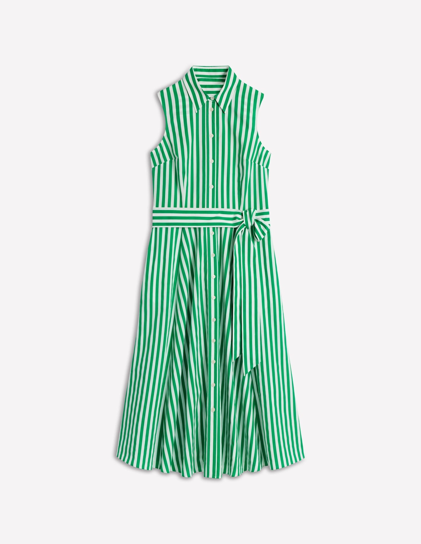 Boden Amy Sleeveless Shirt Dress - Rich Emerald Stripe