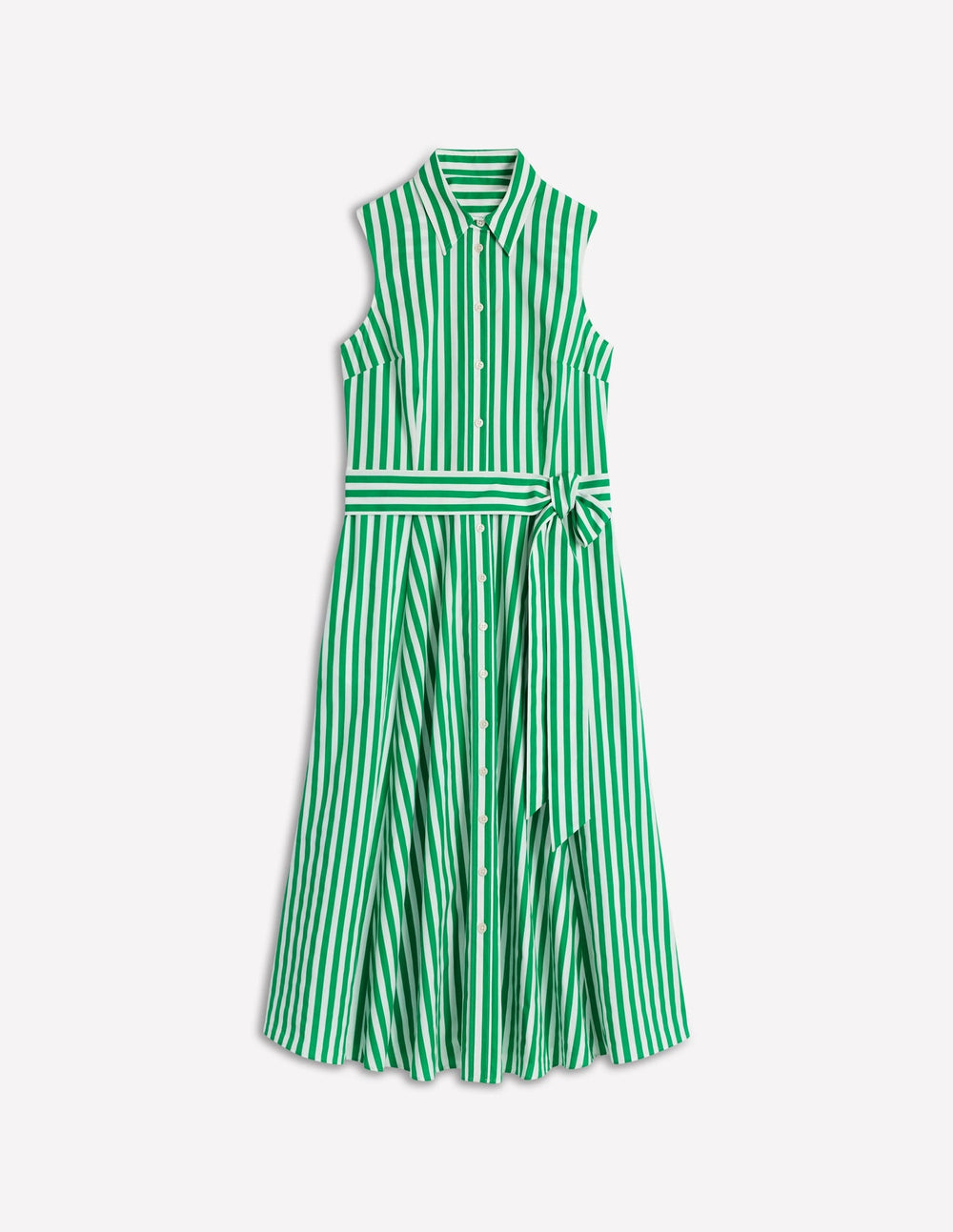 Boden Amy Sleeveless Shirt Dress - Rich Emerald Stripe