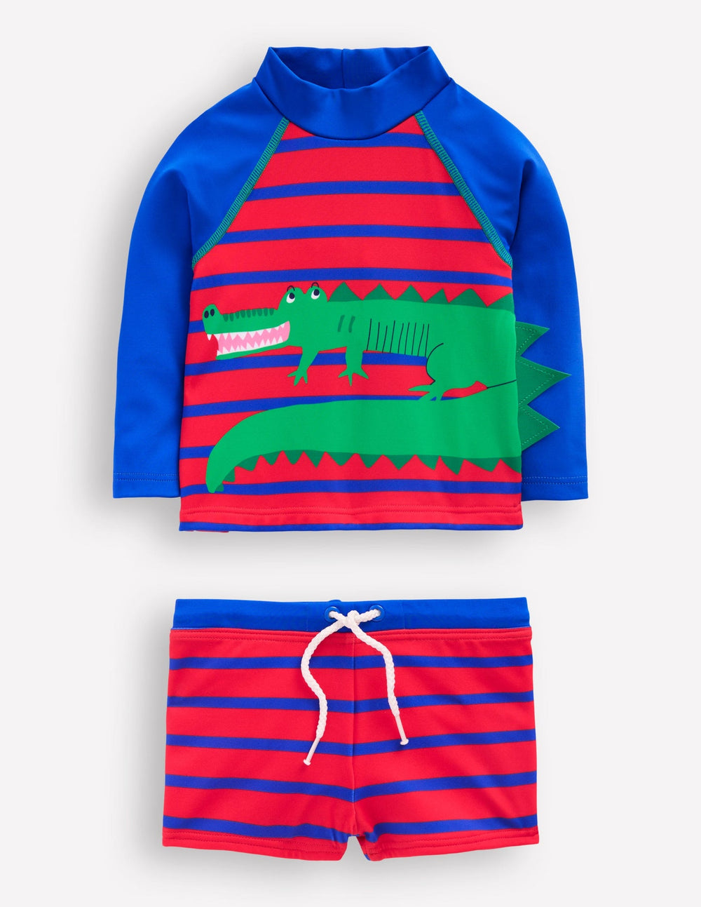 Boden Fun Rash Vest Set - Gallery Blue/Poppy Red Croc