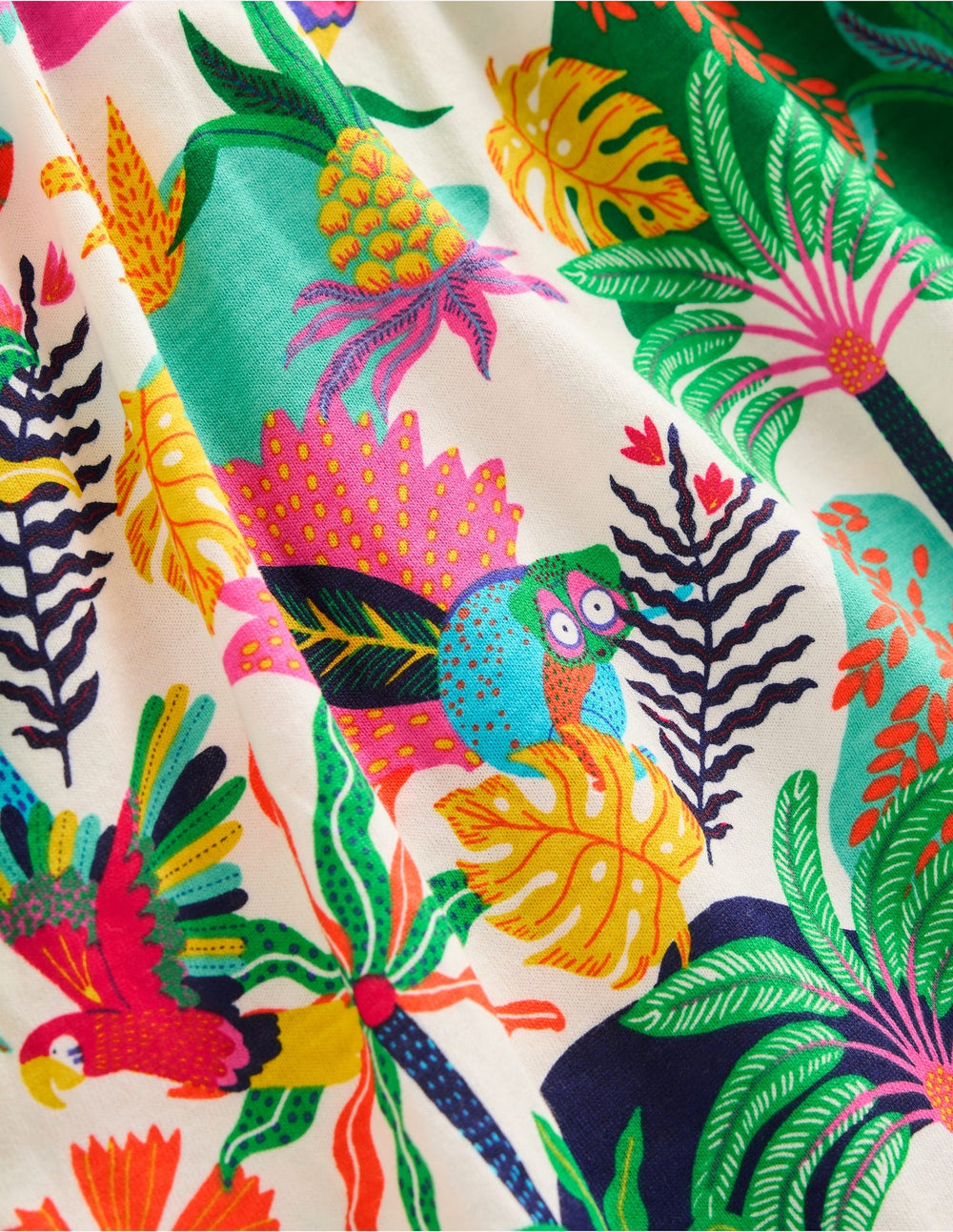 Boden Posie Frill Sleeve Dress - Soft Ivory Multi Jungle