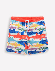 Boden Swim Shorts - Ivory Riso Shark