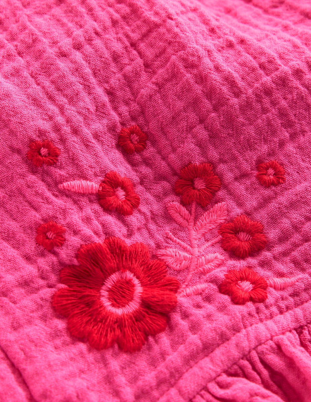 Boden Double Cloth Frill Hem Shorts - Sorbet Pink Embroidered