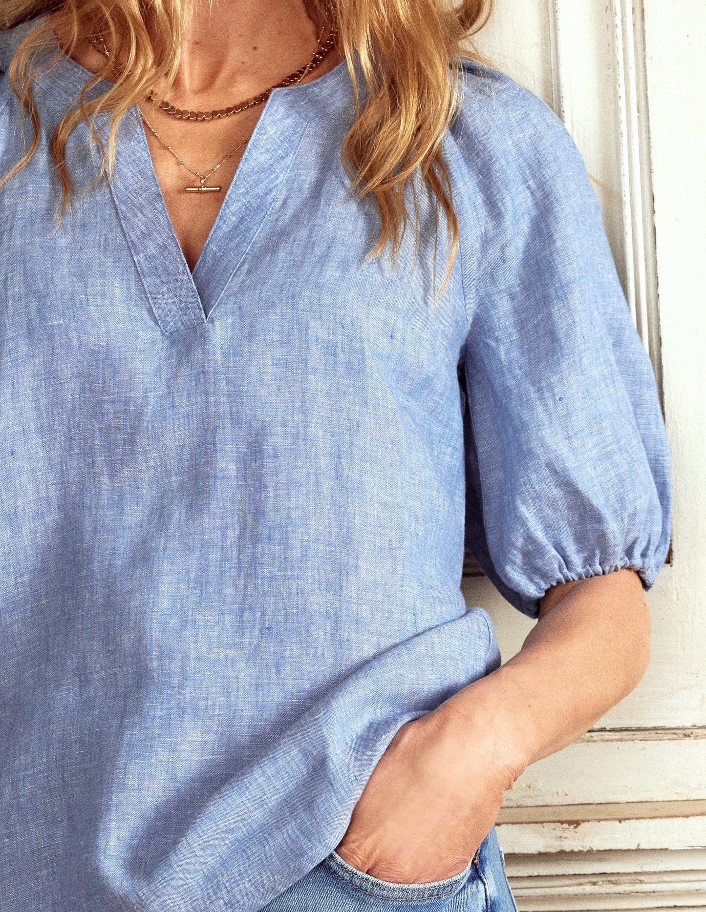 Boden Brooke Linen Top - Chambray