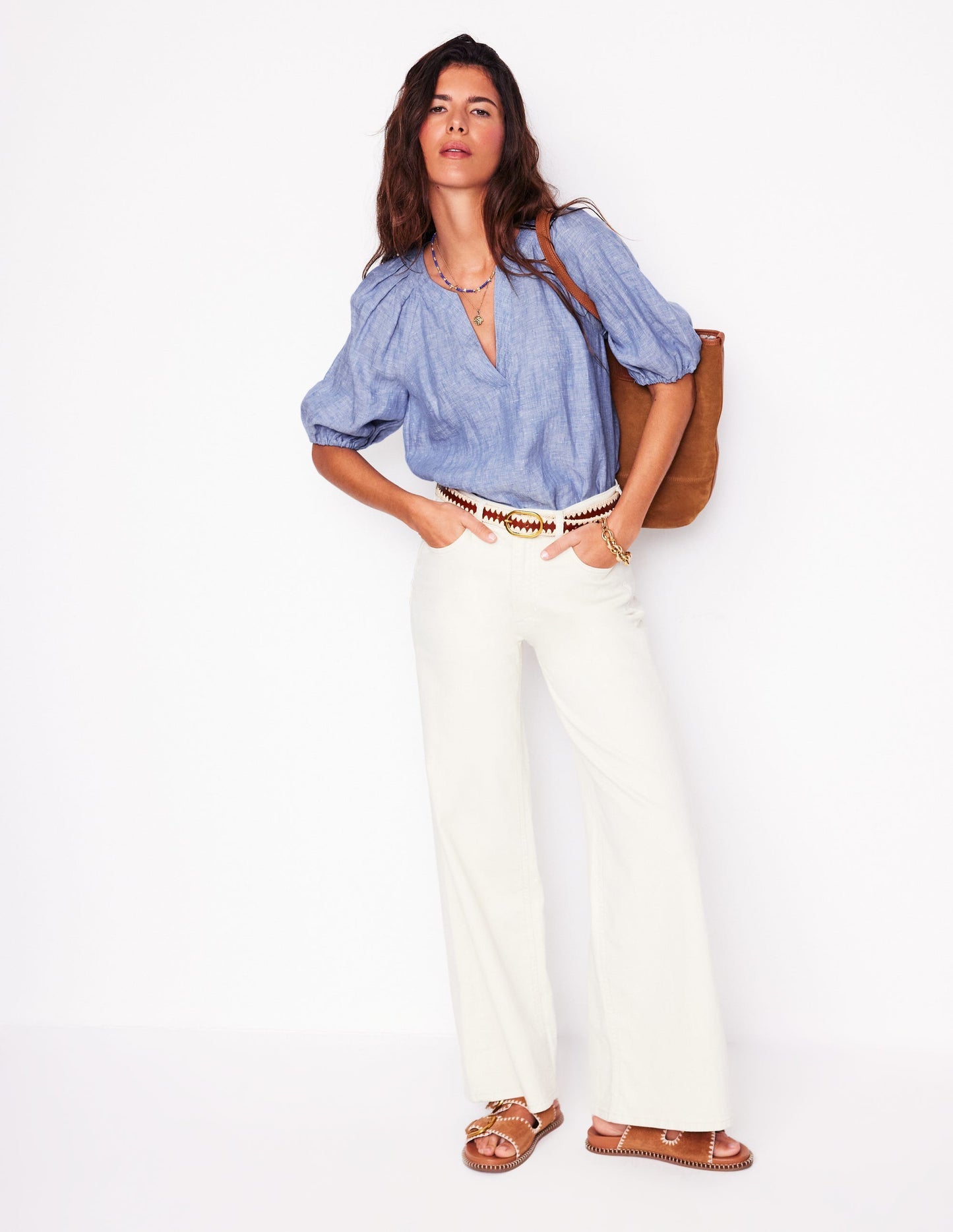 Boden Brooke Linen Top - Chambray