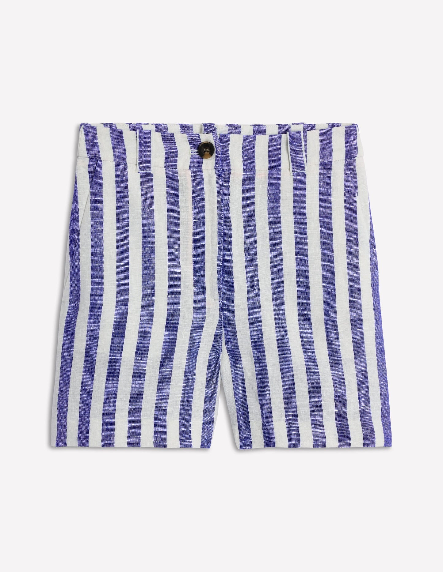 Boden Westbourne Linen Shorts - Bright Blue Stripe