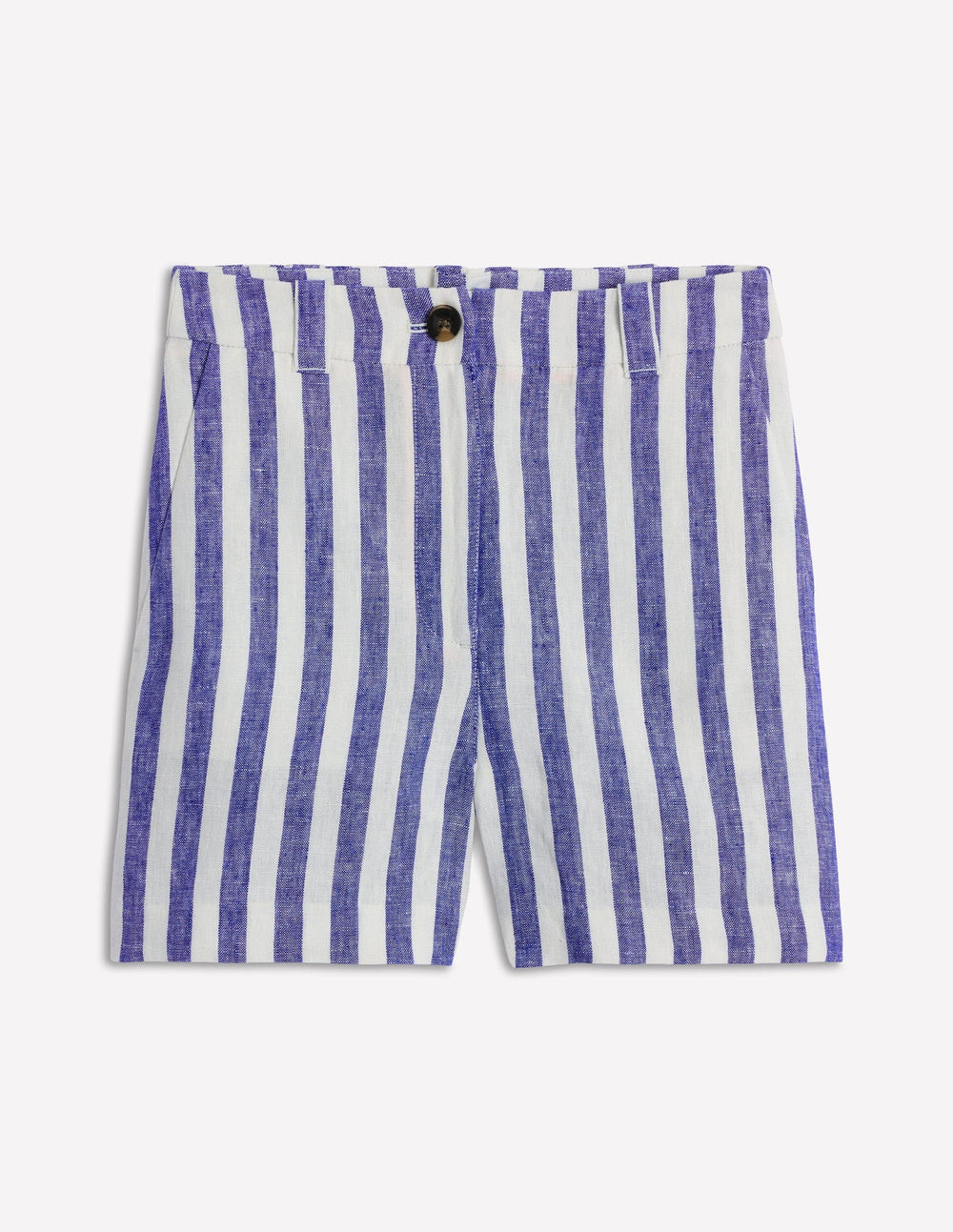 Boden Westbourne Linen Shorts - Bright Blue Stripe