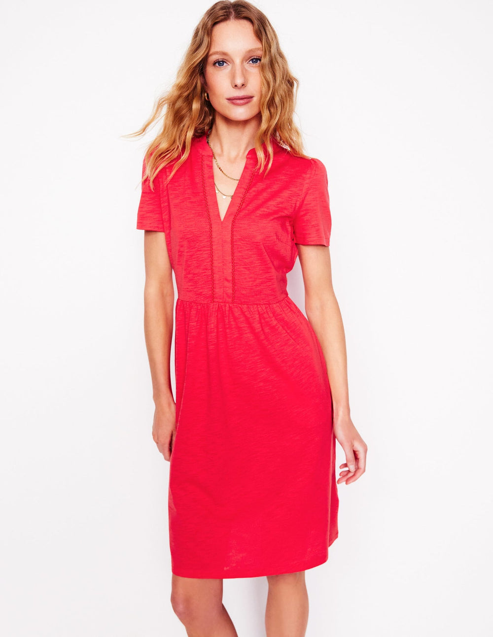 Boden Naomi Short Sleeve Dress - Strawberry Tart Red