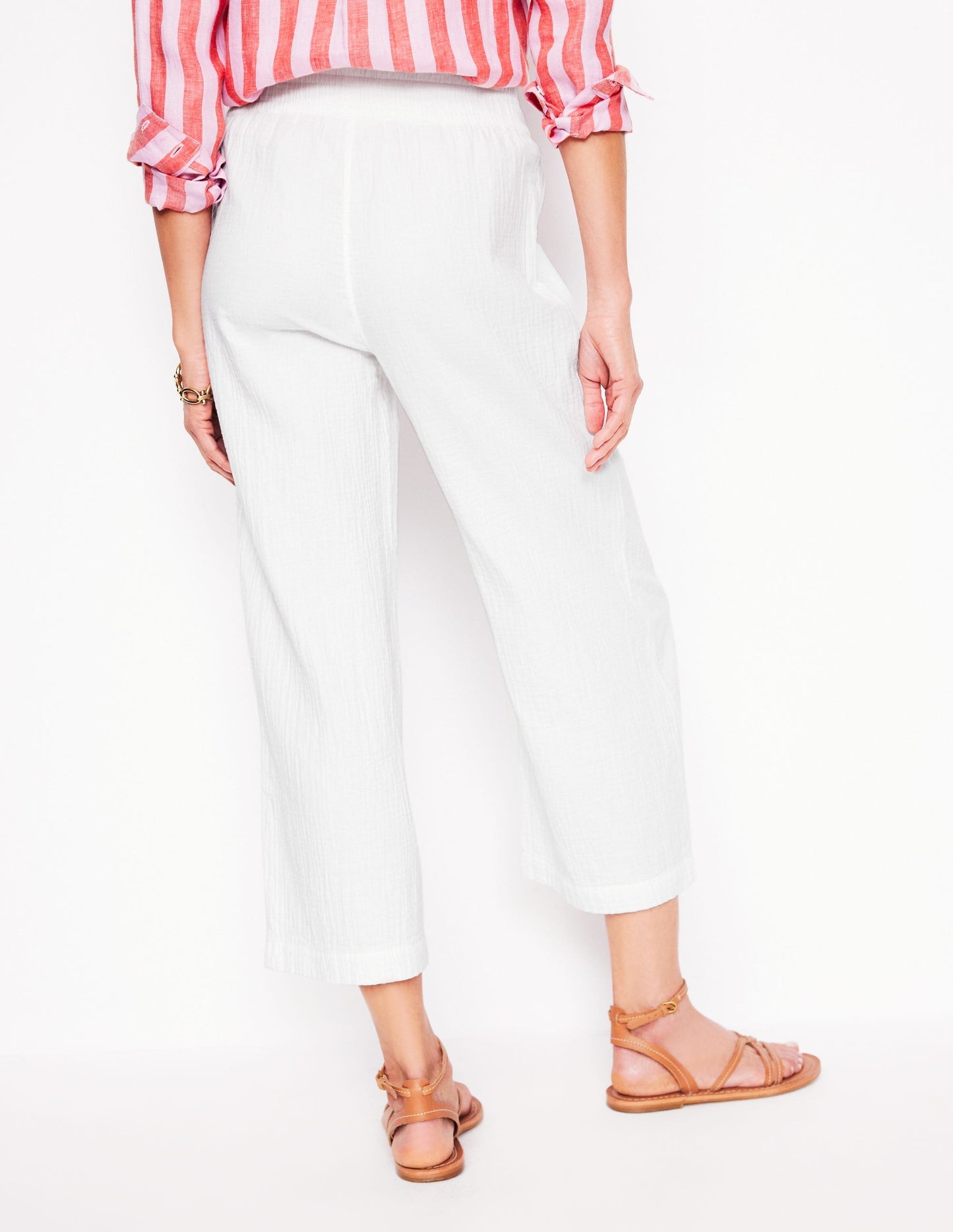 Boden Cropped Double Cloth Pants - White