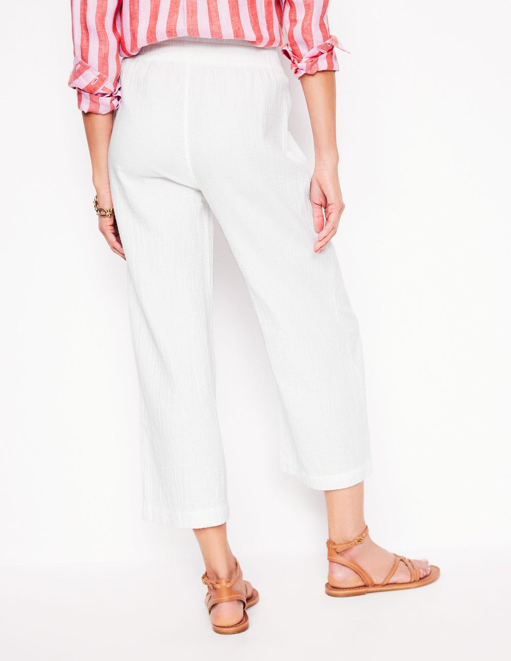 Boden Cropped Double Cloth Pants - White