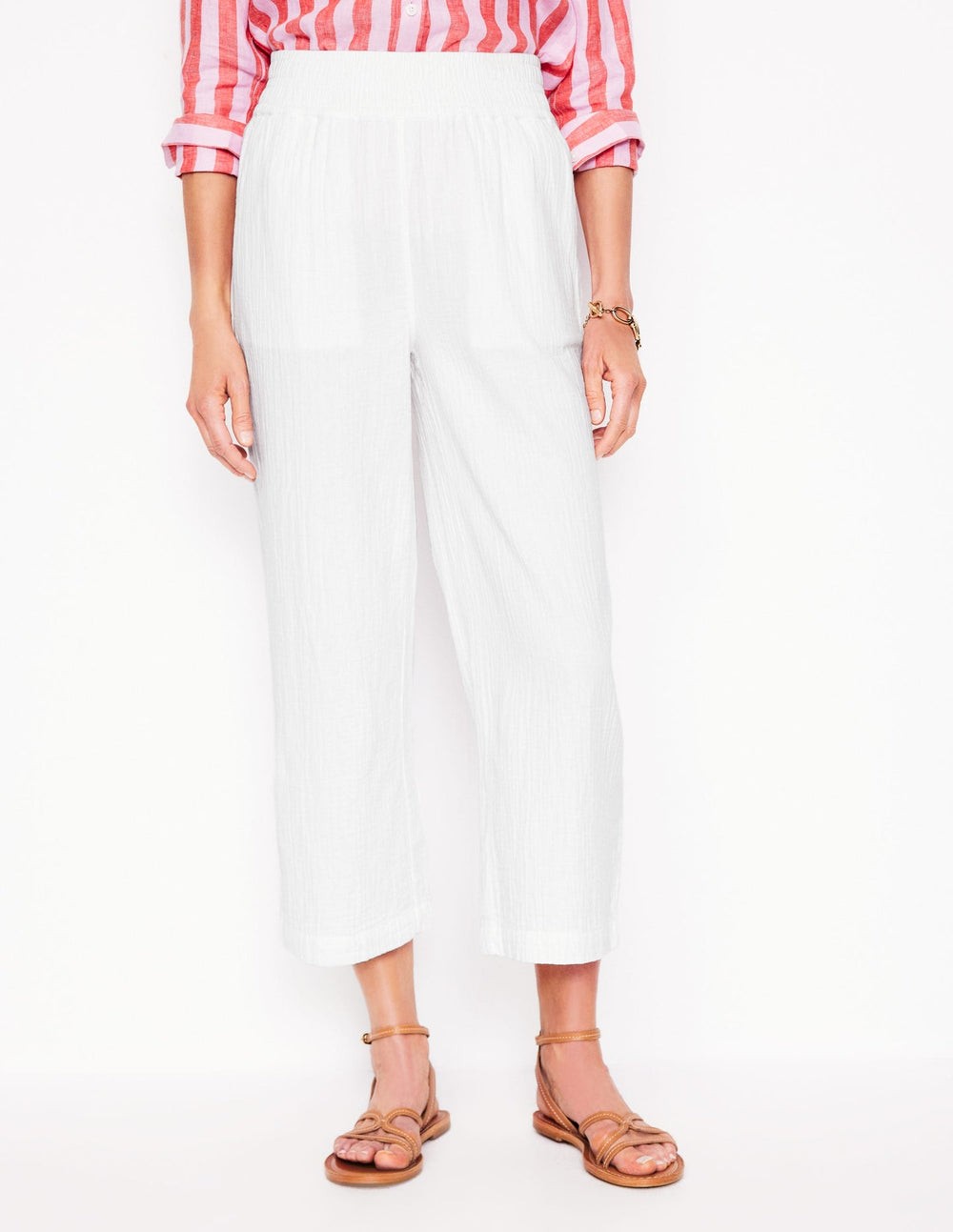 Boden Cropped Double Cloth Pants - White