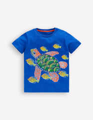 Boden Glow Superstitch T-shirt - Gallery Blue Turtle