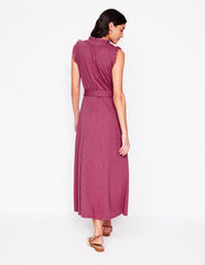 Boden Aria Broderie Trim Midi Dress - Plum Purple