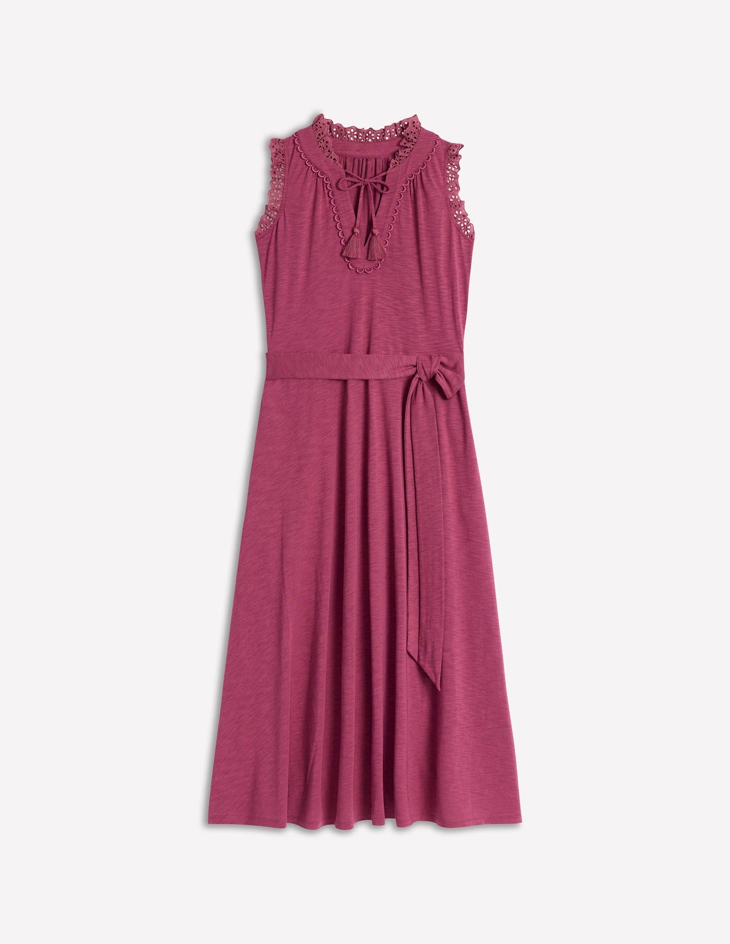Boden Aria Broderie Trim Midi Dress - Plum Purple