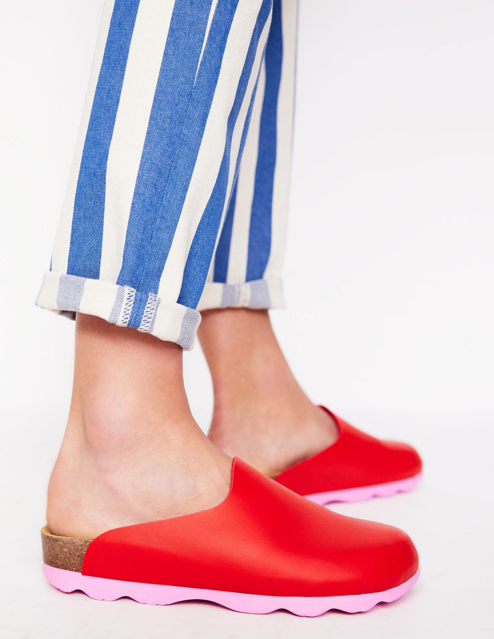 Boden Lyla Colour Block Clogs - Post Box Red/Soft Pink